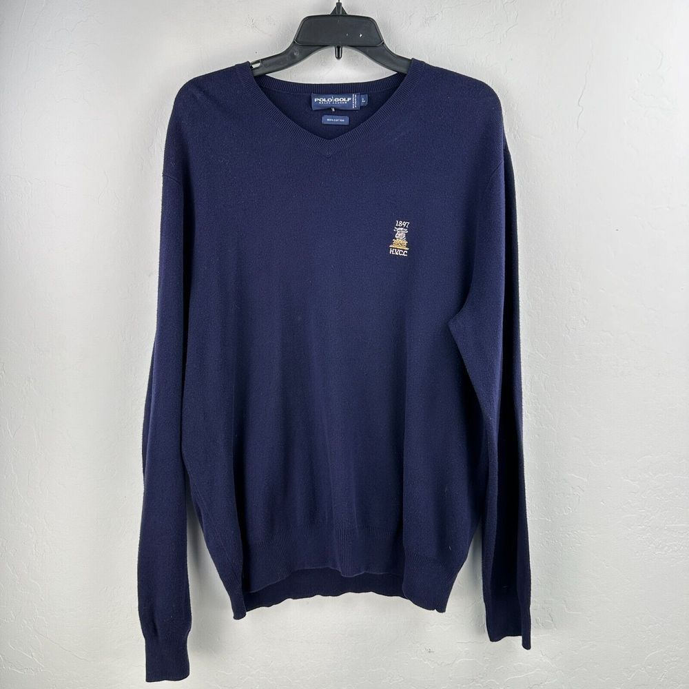 Polo Golf Ralph Lauren Sweater Men Large Blue Preppy Luxury Golf Business Casual